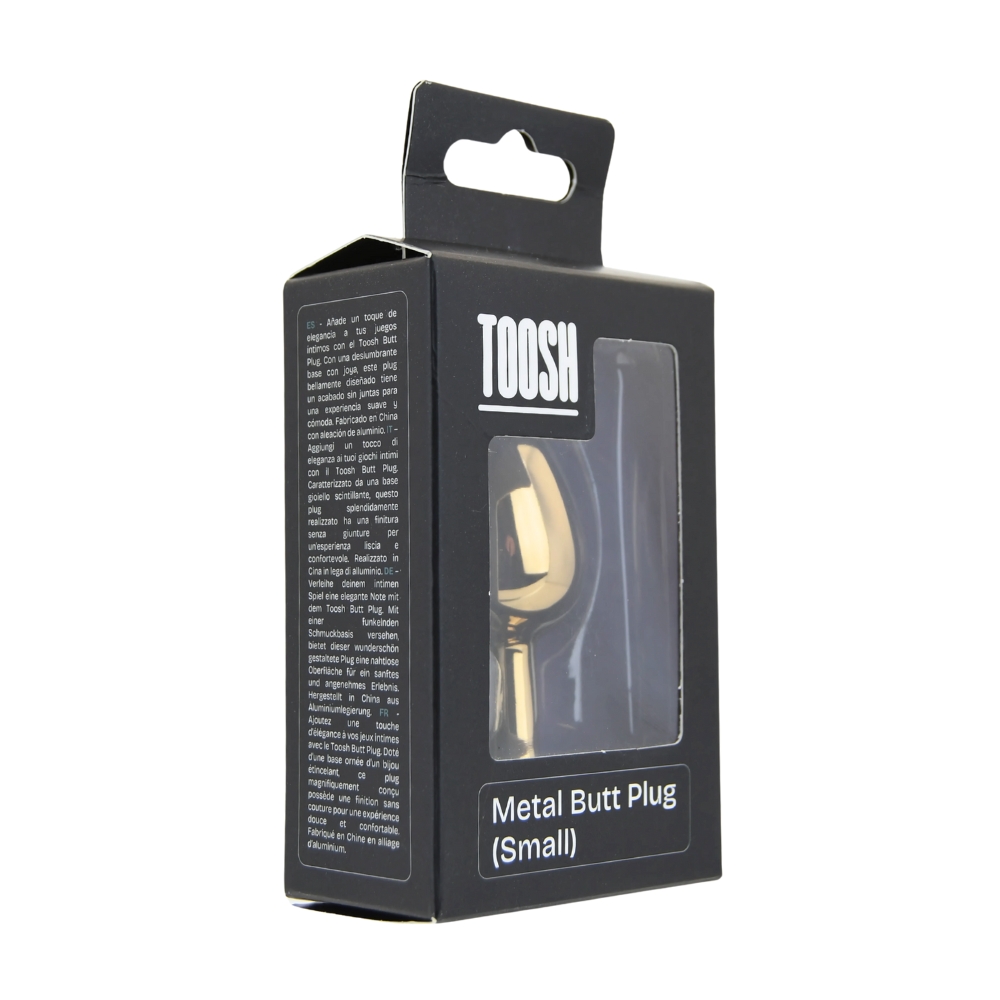 Plug anal metalic auriu cu piatră roșie, mic, Toosh - imagine 8