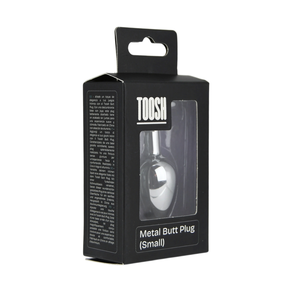 Plug anal metalic argintiu cu piatră roz, mic, Toosh - imagine 10