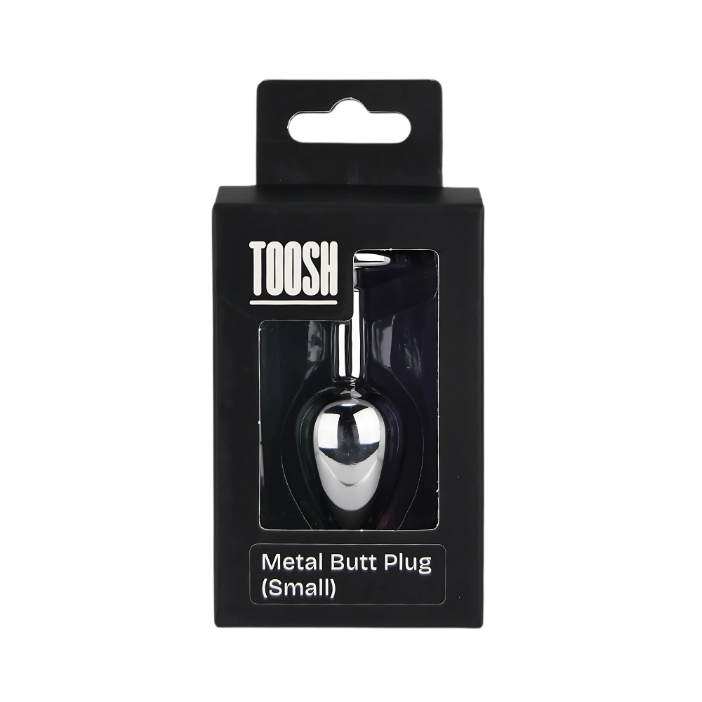 Plug anal metalic argintiu cu piatră roz, mic, Toosh - imagine 8
