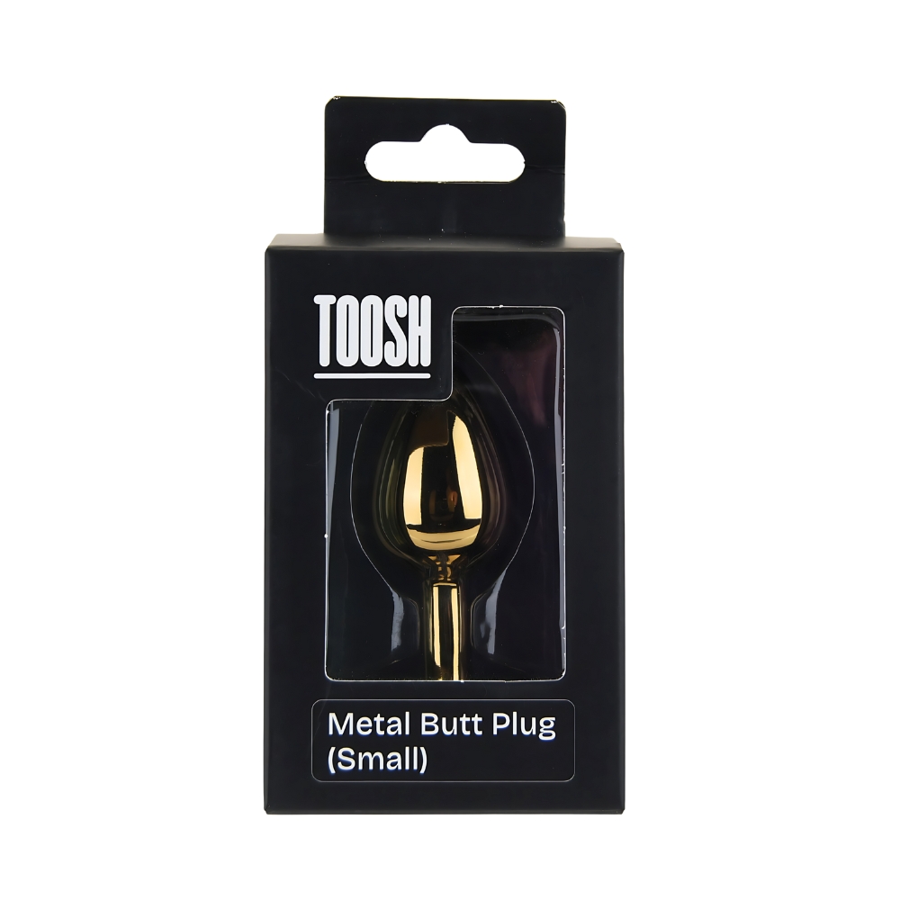 Plug anal metalic auriu cu piatră roz, mic, Toosh - imagine 8