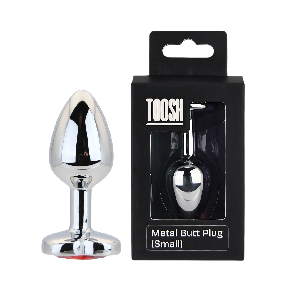 Plug anal metalic argintiu în formă de inimă, mic, Toosh