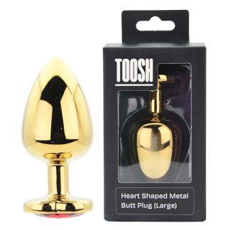 Plug anal metalic auriu în formă de inimă, mare, Toosh