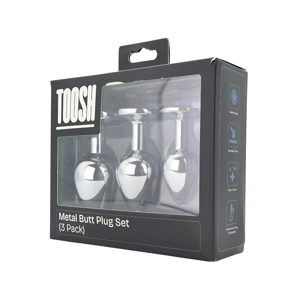 Set 3 plug-uri metalice argintii cu piatră transparentă Toosh - imagine 10