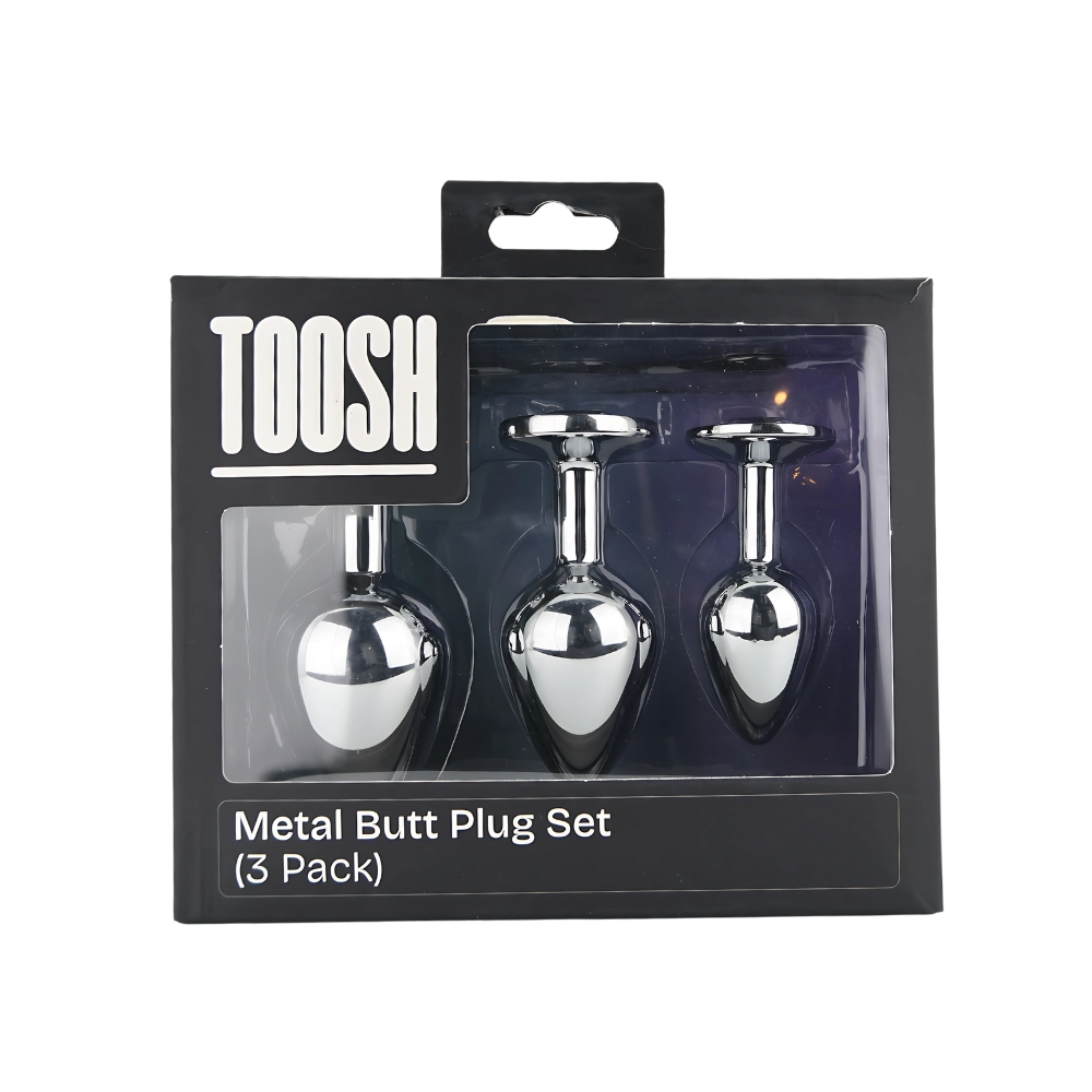 Set 3 plug-uri metalice argintii cu piatră transparentă Toosh - imagine 9