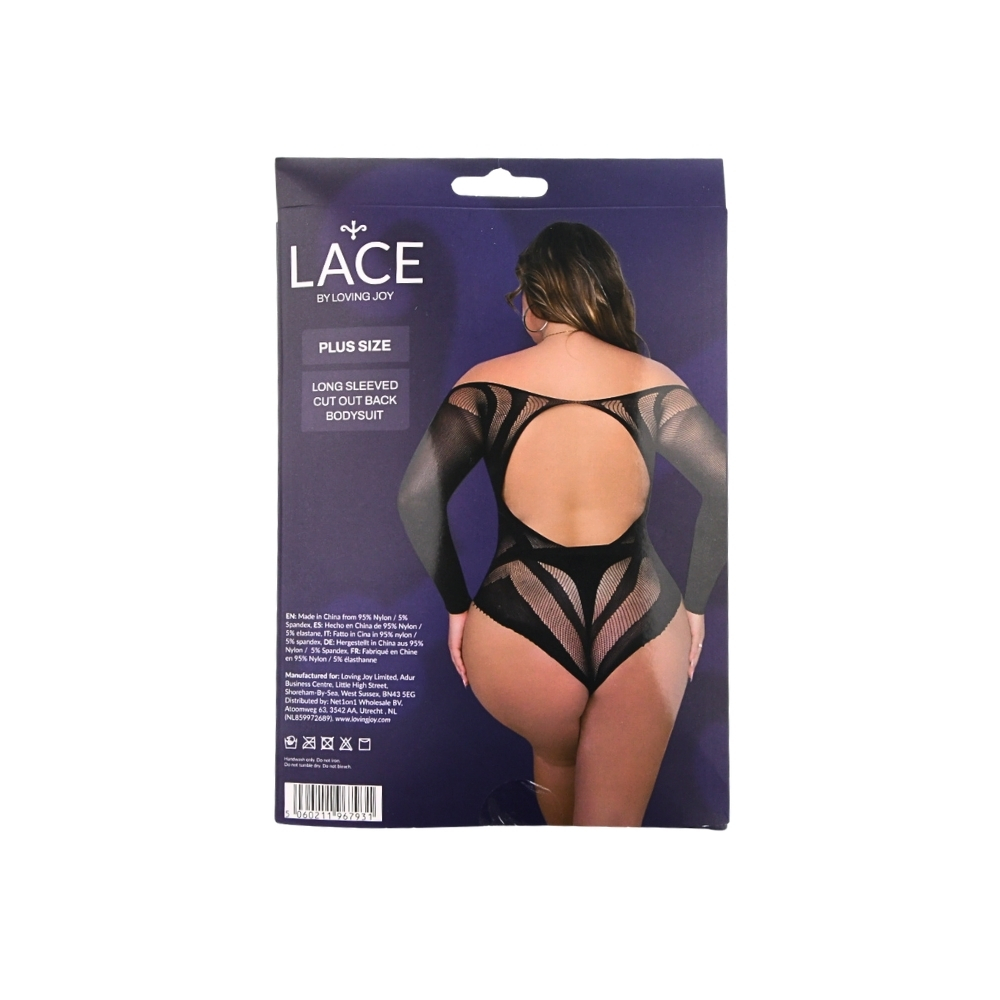 Body cu mâneci lungi și decupaj în spate, plus size, Lace by LJ - imagine 8