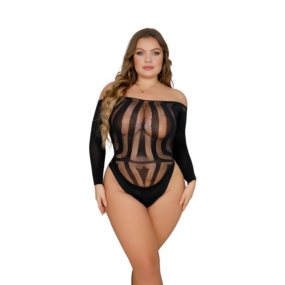 Body cu mâneci lungi și decupaj în spate, plus size, Lace by LJ - imagine 6