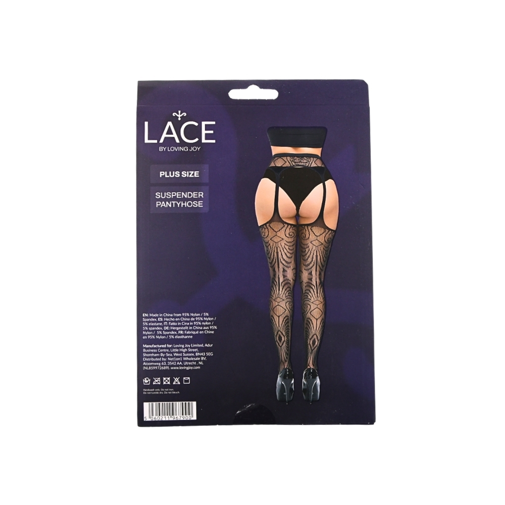 Ciorapi cu jartiere din dantelă, plus size, Lace by LJ - imagine 9