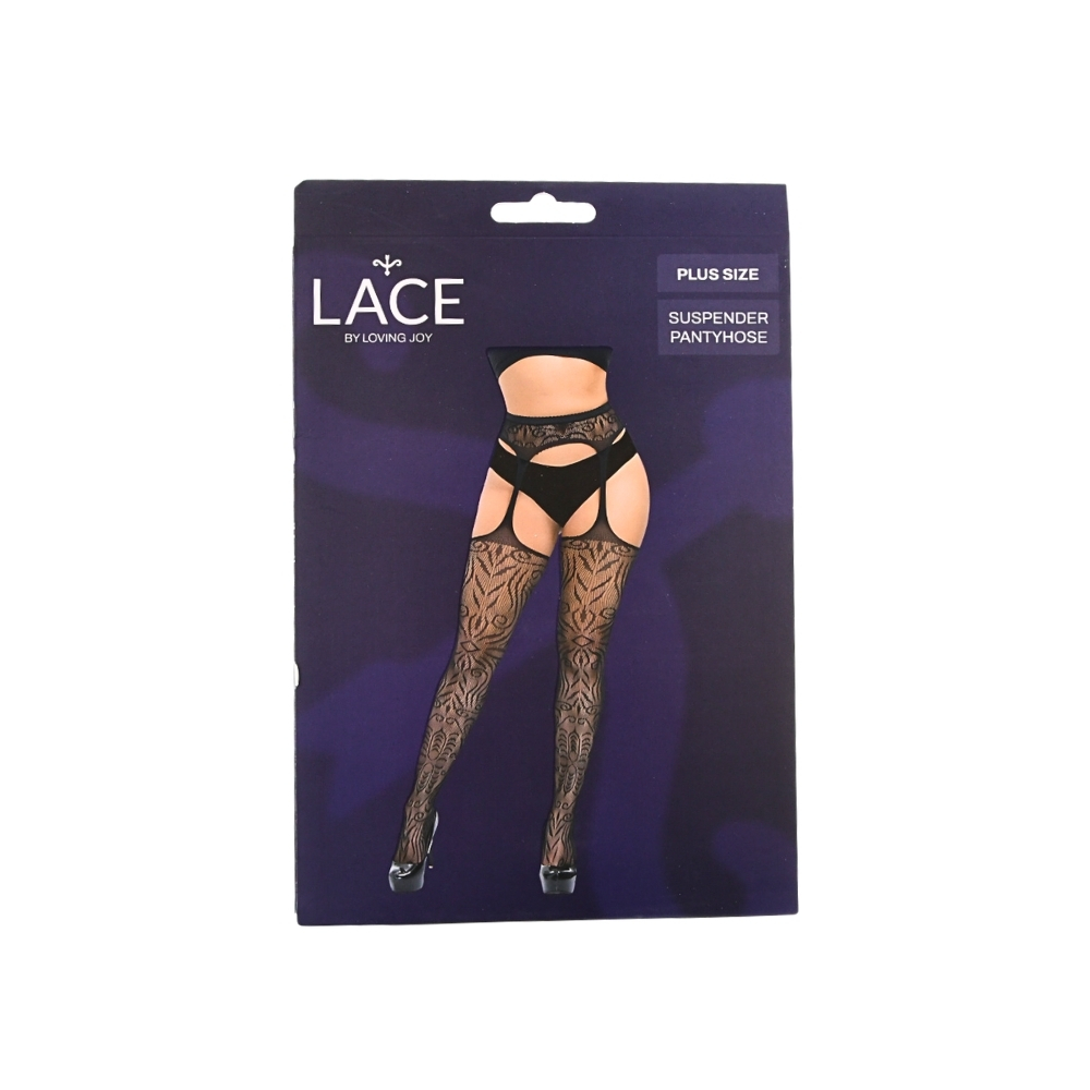 Ciorapi cu jartiere din dantelă, plus size, Lace by LJ - imagine 8