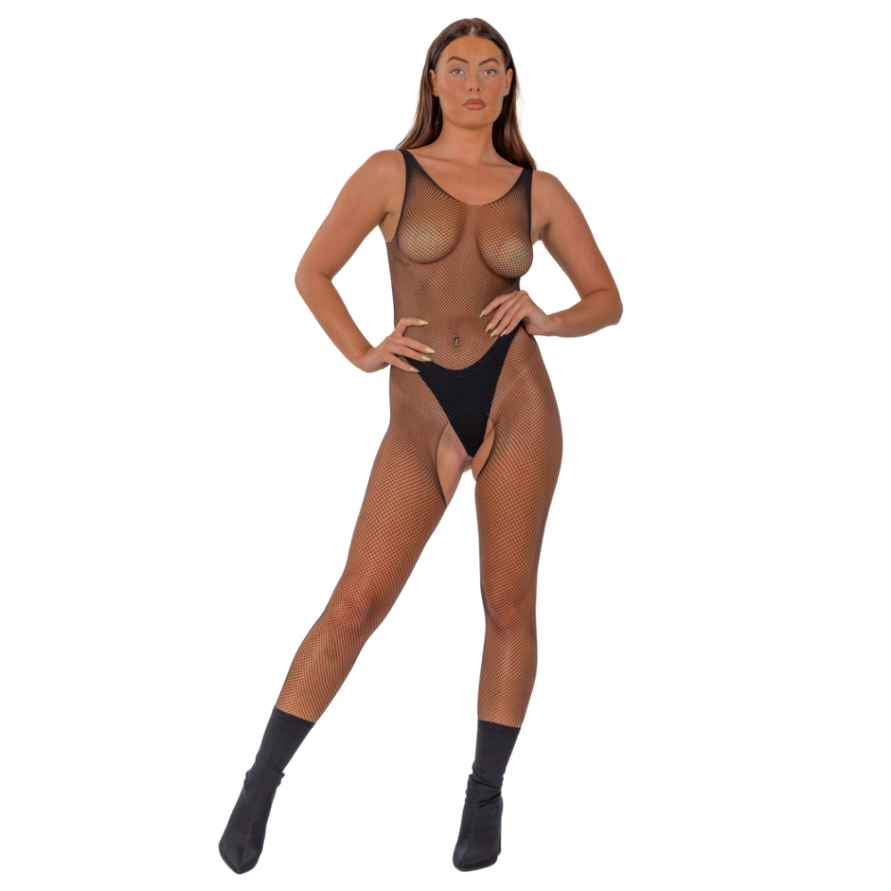 Bodystocking plasă cu decupaj, negru, Lace by LJ - imagine 2