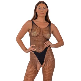 Bodystocking plasă cu decupaj, negru, Lace by LJ