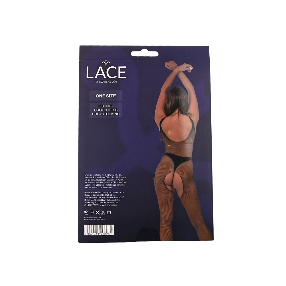 Bodystocking plasă cu decupaj, negru, Lace by LJ - imagine 6