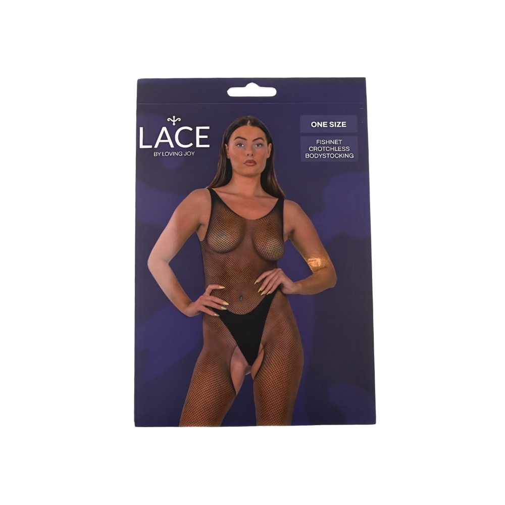 Bodystocking plasă cu decupaj, negru, Lace by LJ - imagine 5