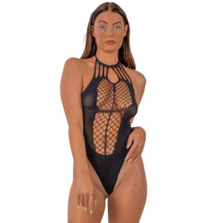 Teddy halter cu curele, negru, Lace by LJ