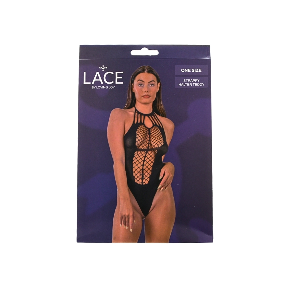 Teddy halter cu curele, negru, Lace by LJ - imagine 5
