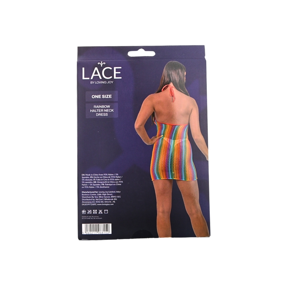 Rochie cu guler halter, model curcubeu, Lace by LJ - imagine 6