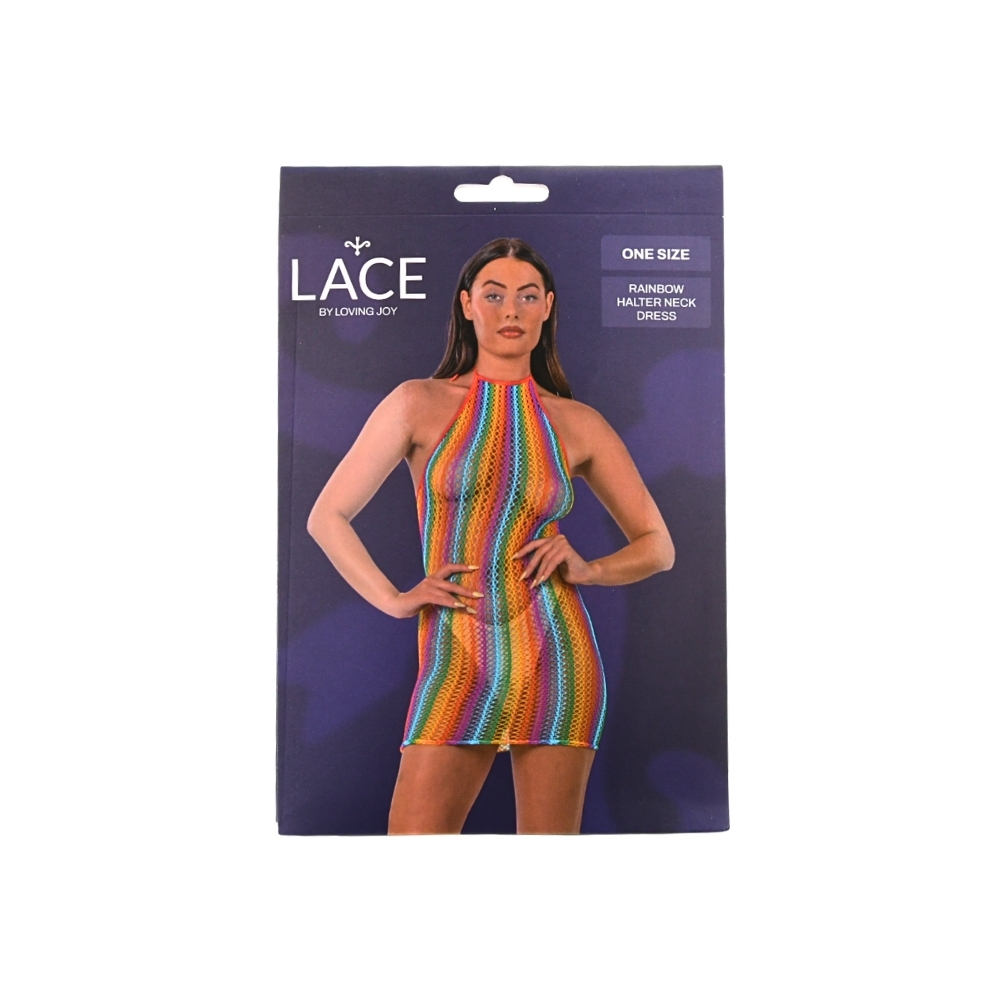 Rochie cu guler halter, model curcubeu, Lace by LJ - imagine 5