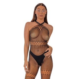 Bodystocking cu guler încrucișat și decupaj, Lace by LJ