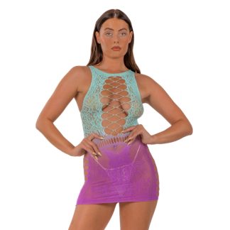 Rochie mini ombre cu șireturi false, Lace by LJ