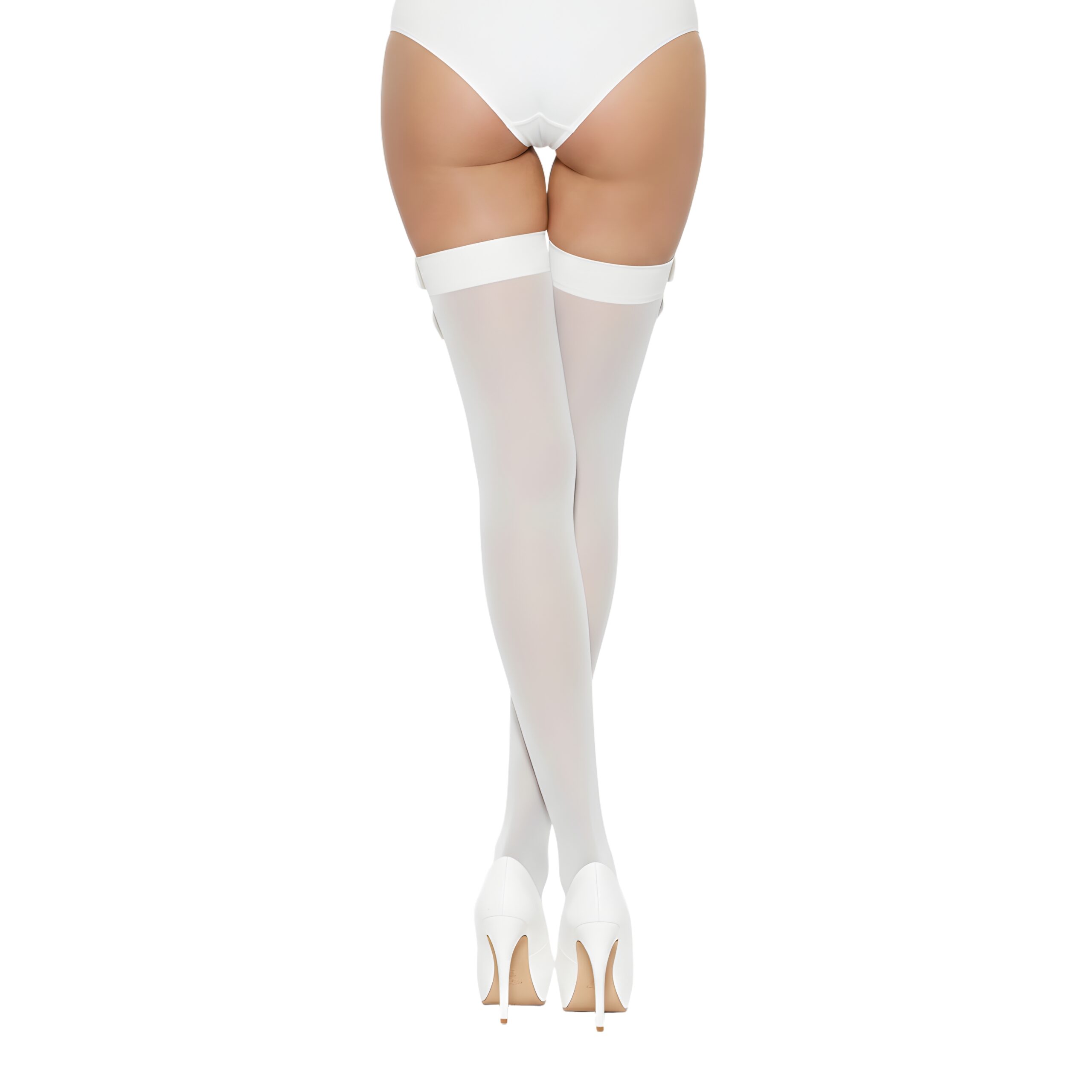Ciorapi până la coapsă cu fundă, negri, Lace by LJ - imagine 4