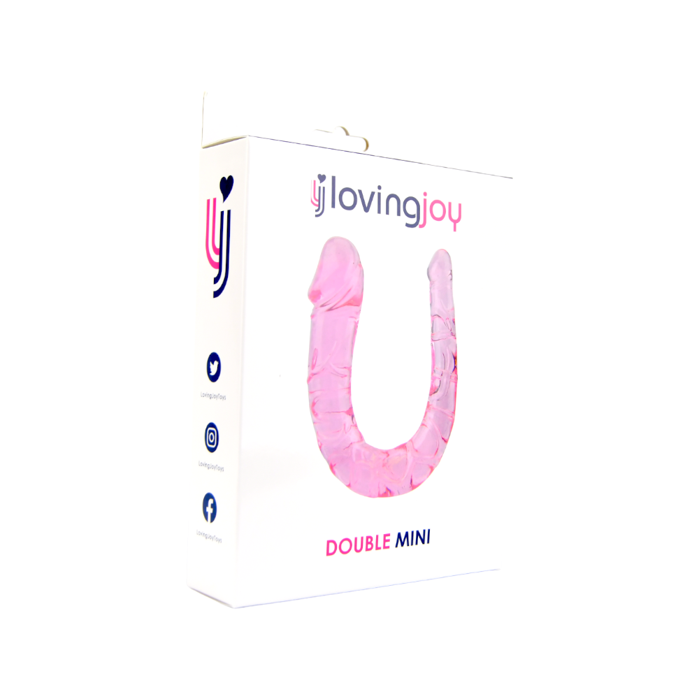 Mini dildo dublu, 28cm, roz, Loving Joy - imagine 5