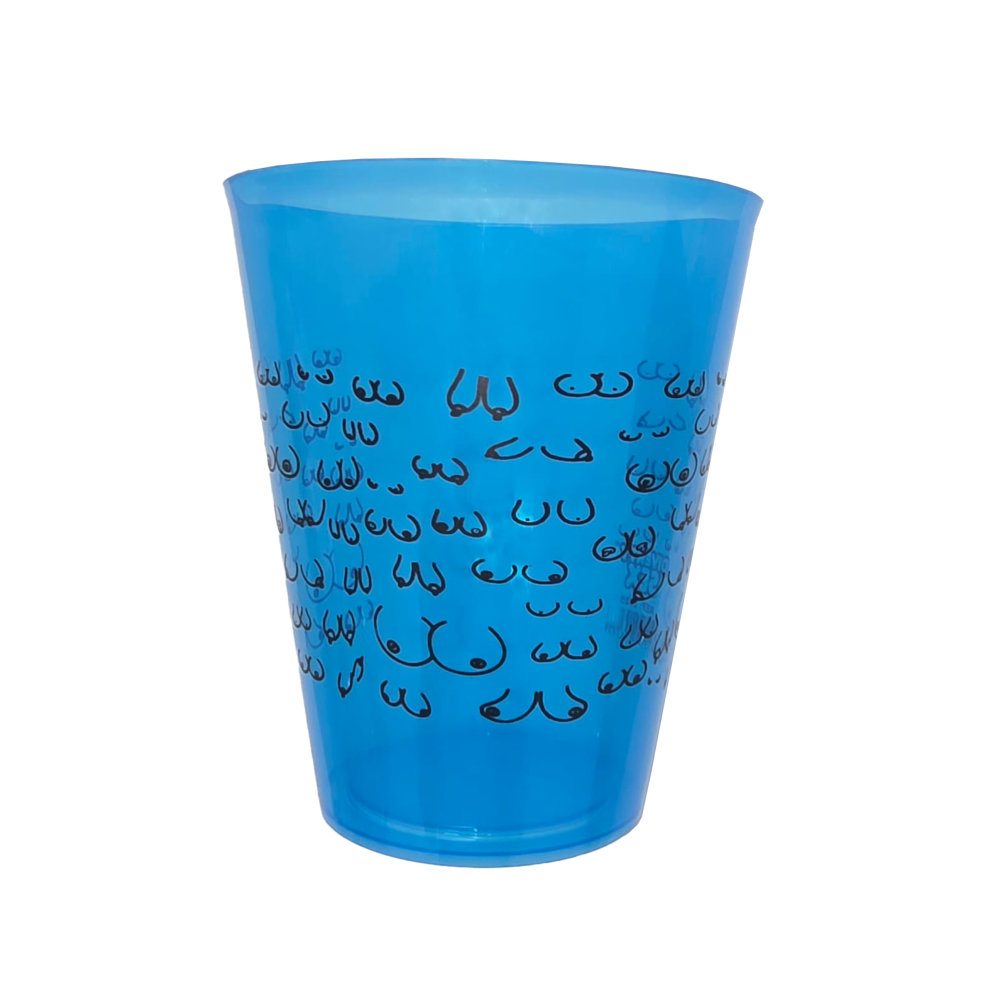 Pahare acoperite cu model sâni, albastru, 500ml (set 12)