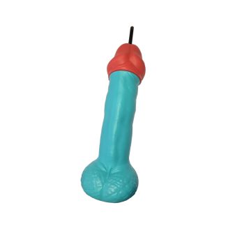 Pahar în formă de penis cu pai, albastru