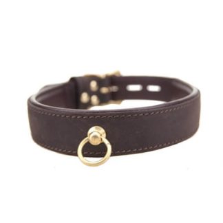 Choker din piele nubuck cu inel O, BOUND