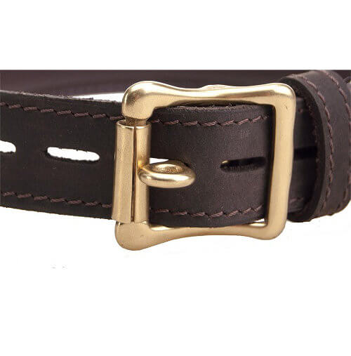 Choker din piele nubuck cu inel O, BOUND - imagine 3
