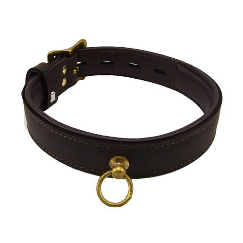 Choker din piele nubuck cu inel O, BOUND - imagine 6