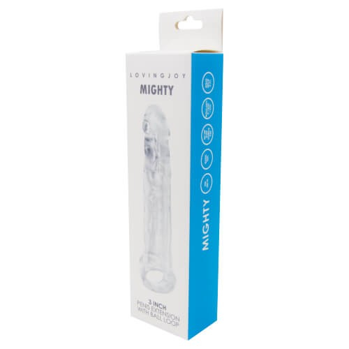 Extensie penis Mighty 7,5cm cu buclă pentru testicule Loving Joy - imagine 3