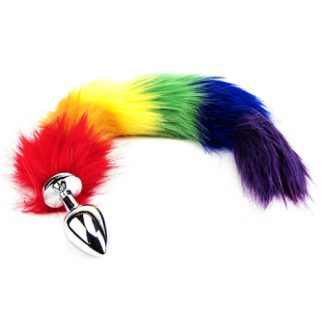 Plug anal cu coadă curcubeu Furry Fantasy
