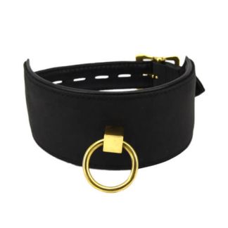 Guler din piele nubuck cu inel O Bound Noir