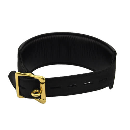 Guler din piele nubuck cu inel O Bound Noir - imagine 3