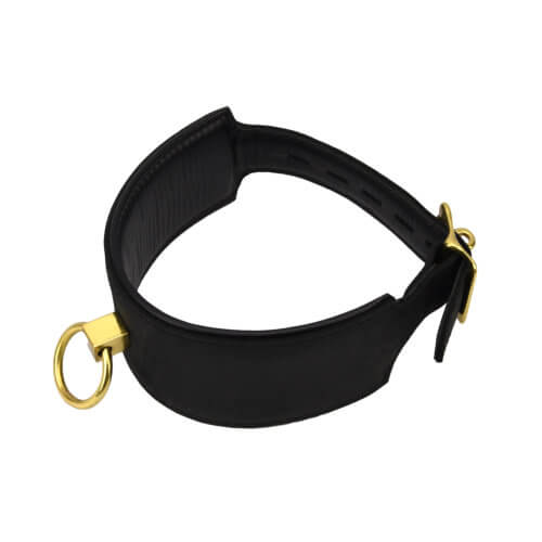 Guler din piele nubuck cu inel O Bound Noir - imagine 7