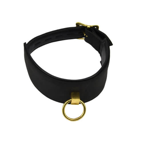 Guler din piele nubuck cu inel O Bound Noir - imagine 6