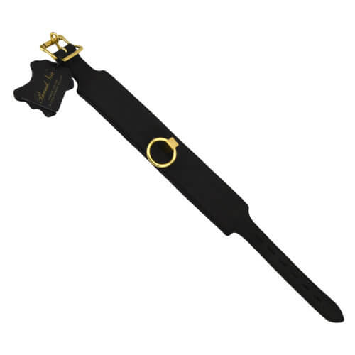 Guler din piele nubuck cu inel O Bound Noir - imagine 4