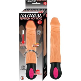 Dildo vibrator care se încălzește, 18cm, culoare piele
