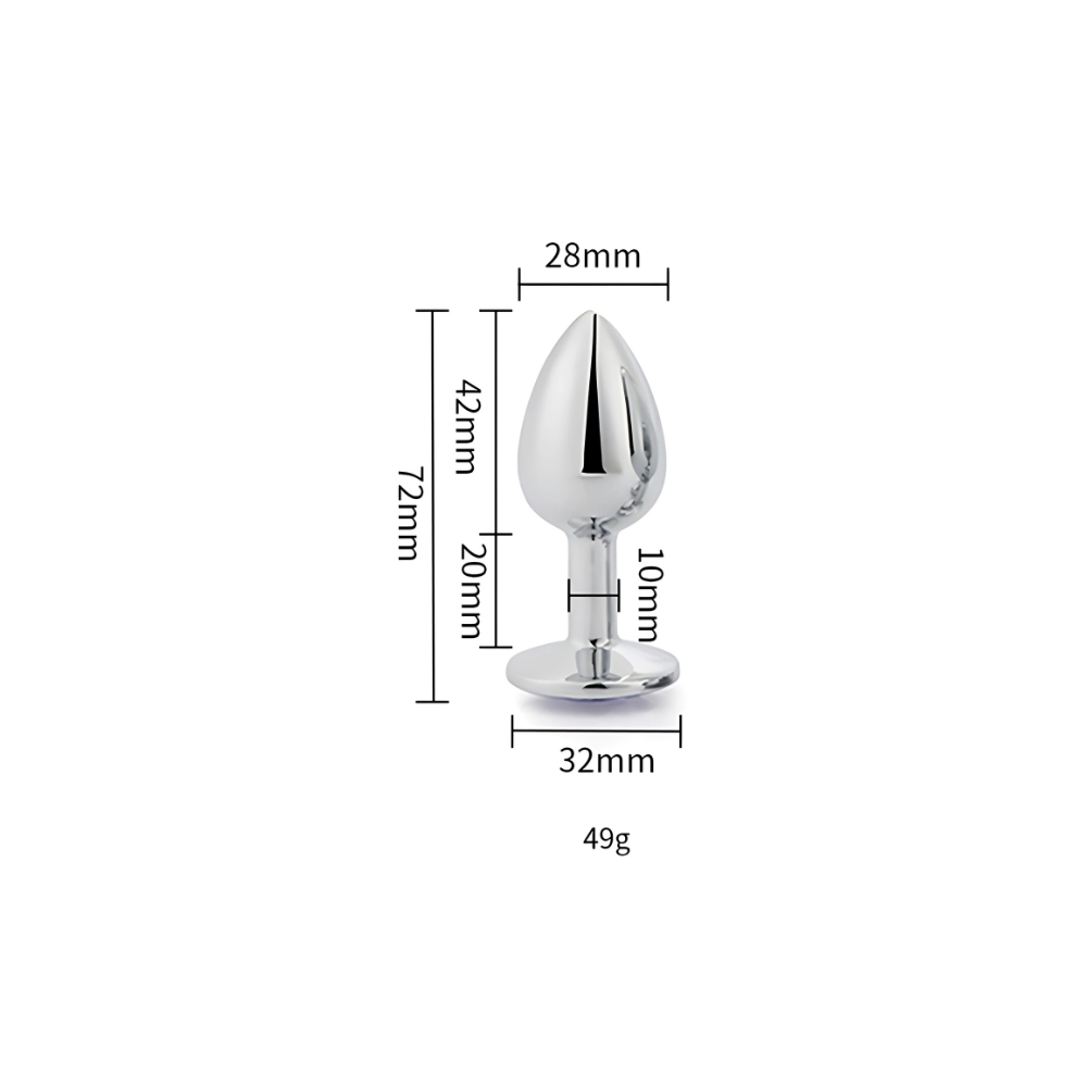 Plug anal metalic argintiu cu piatră roșie, mic, Toosh - imagine 10